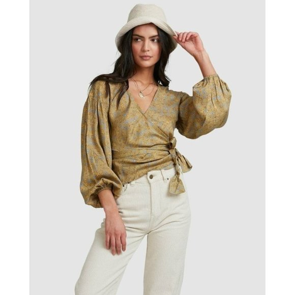 Billabong Tops - Billabong BNWT My Oasis Wrap Top Women's Size 12 Long Bell Sleeves RRP $90